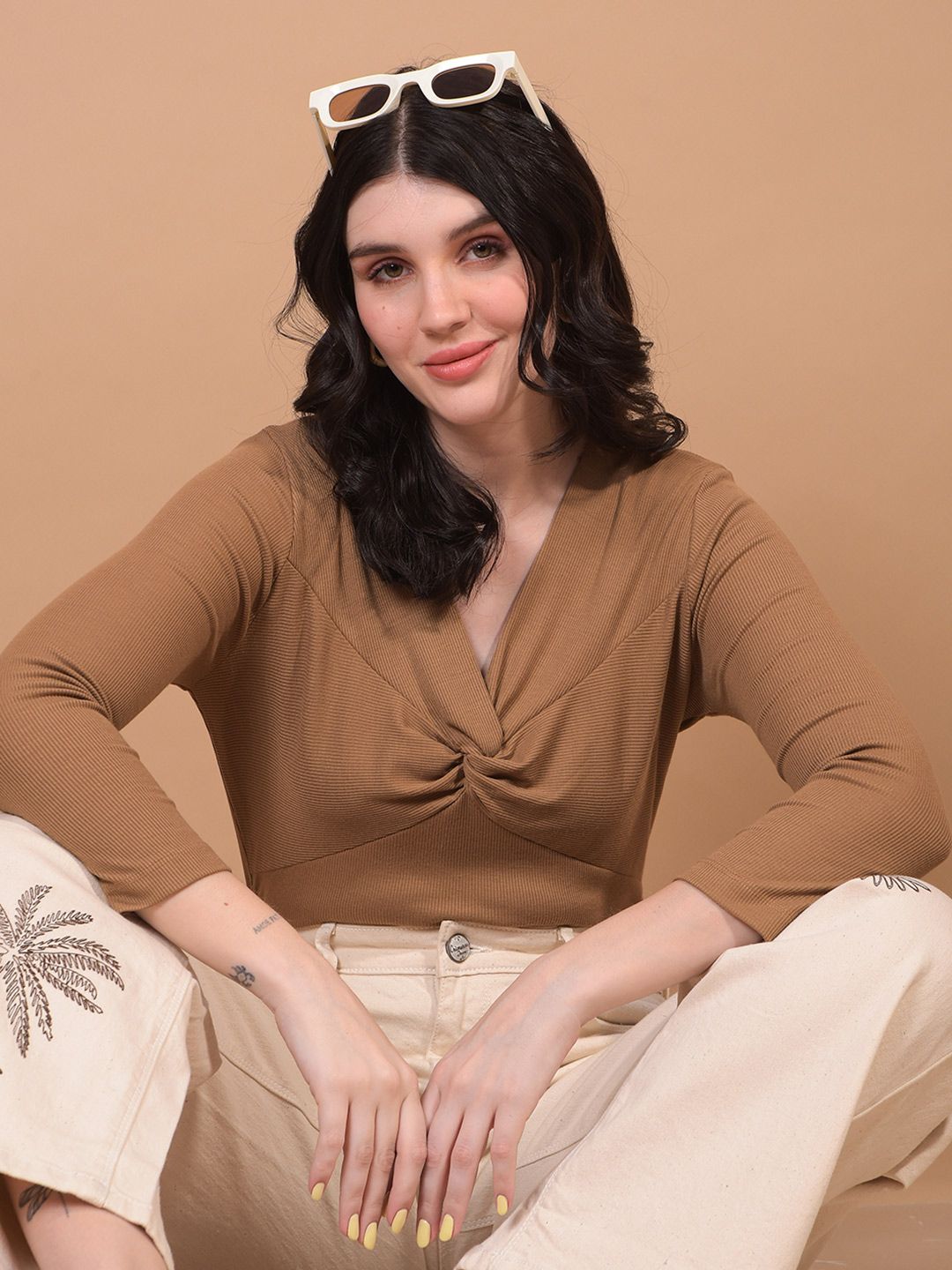 Crimsoune Club Women V-Neck Cropped Top