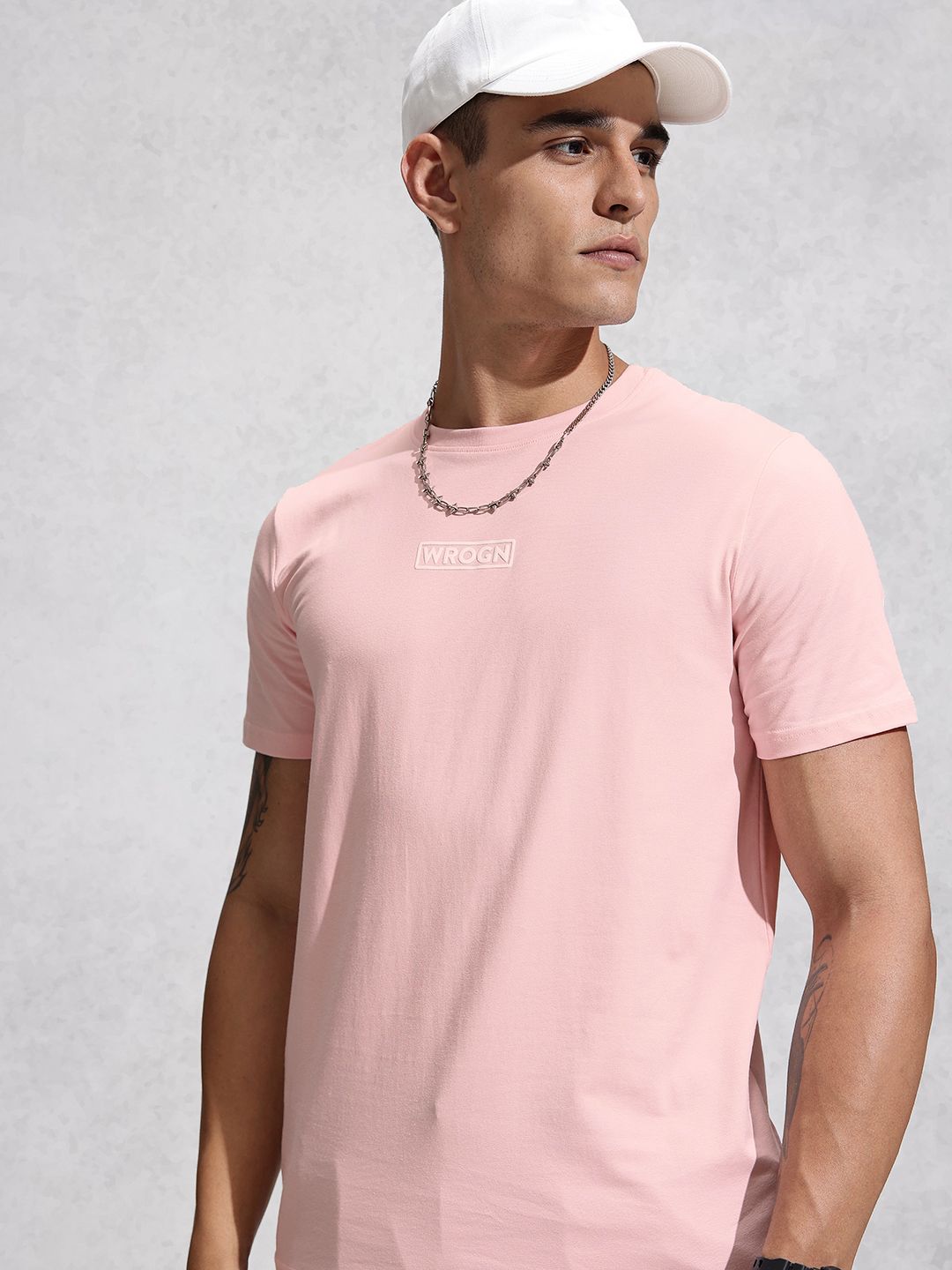 WROGN Drop-Shoulder Pure Cotton Oversized T-shirt