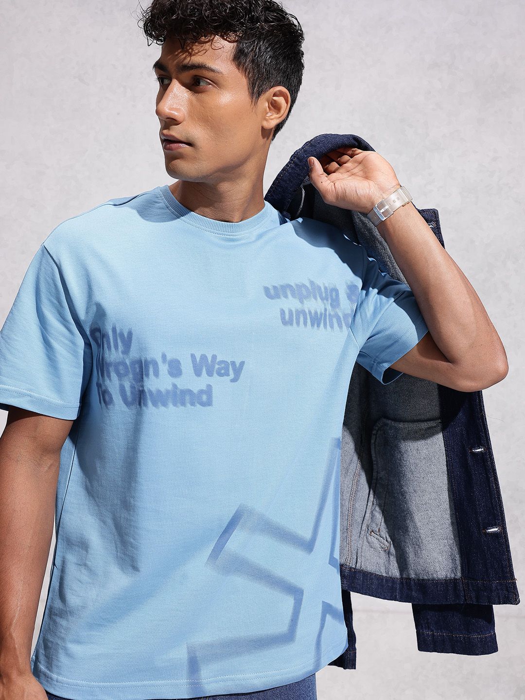 WROGN Oversized Fit Typography Printed Pure Cotton T-Shirt