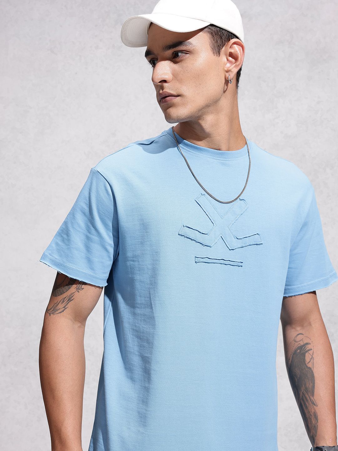 WROGN Oversized Fit Brand Logo Applique Pure Cotton T-shirt