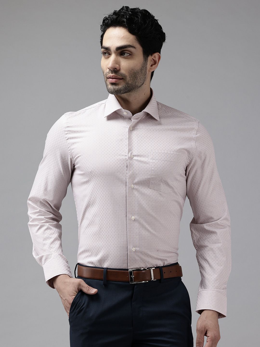 Blackberrys Cotton Checked Slim Fit Formal Shirt