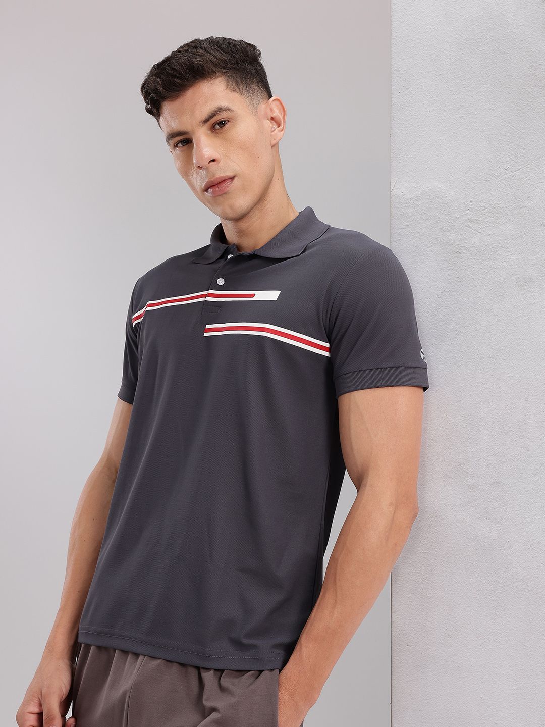 HRX by Hrithik Roshan Men Striped Polo Collar T-shirt