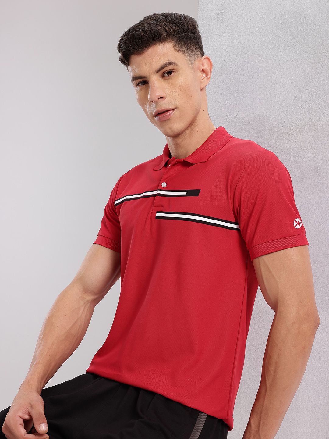 HRX by Hrithik Roshan Men Striped Polo Collar T-shirt
