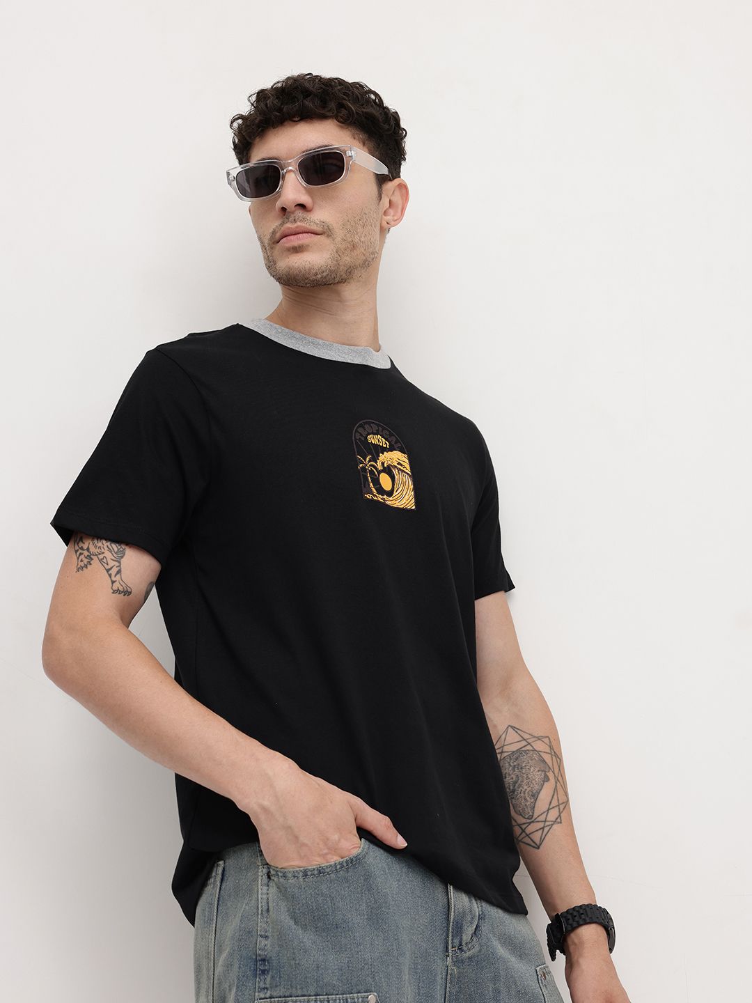 The Roadster Lifestyle Co. Solid Regular-Fit T-shirt