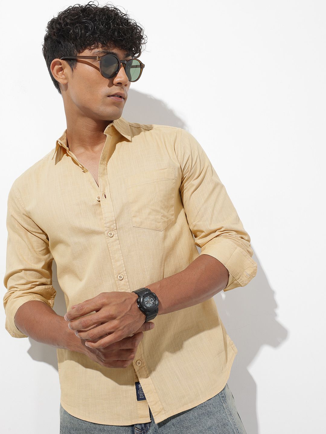 The Roadster Lifestyle Co. Men Premium Cotton Linen Casual Shirt