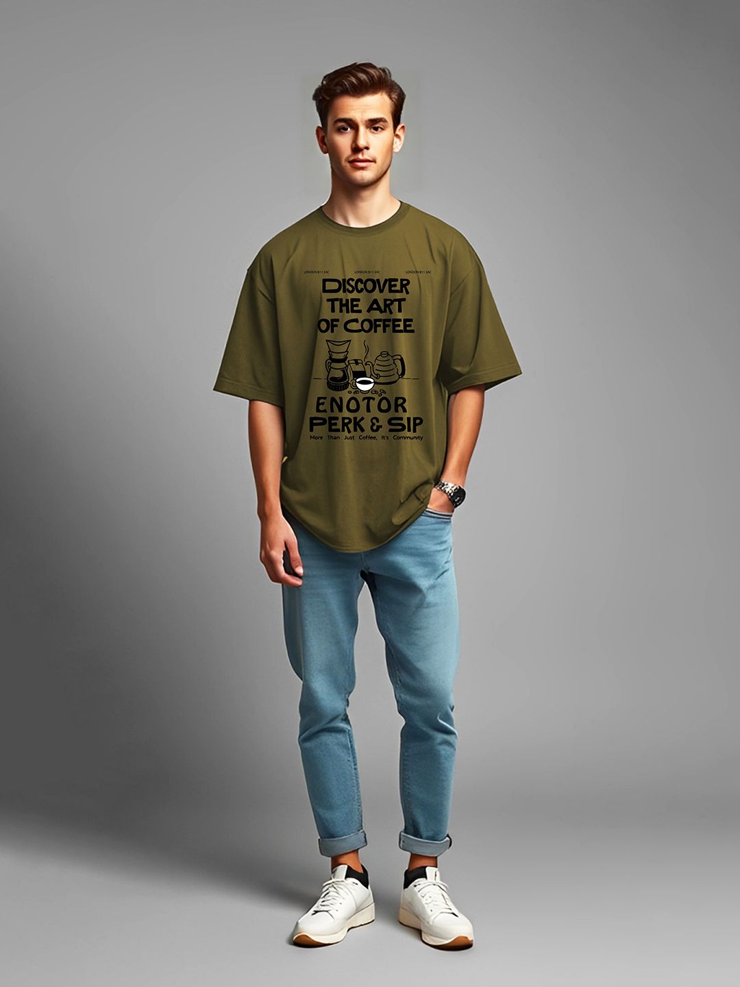AUSK Men Graphic Printed Round Neck Oversized T-shirt