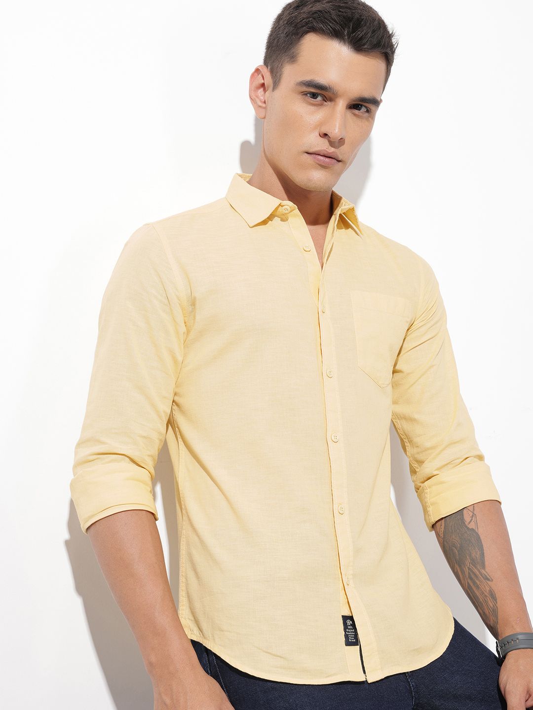 The Roadster Lifestyle Co. Solid Cotton Linen Shirt