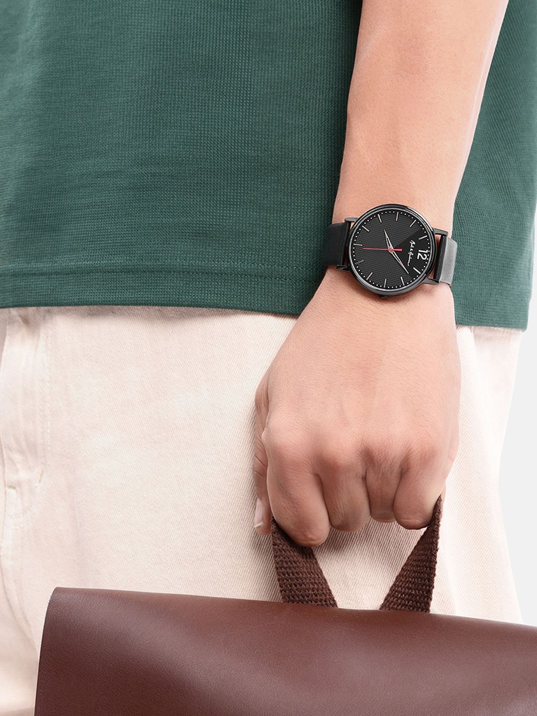 Mast & Harbour Unisex Brass Dial & Leather Straps Analogue Watch