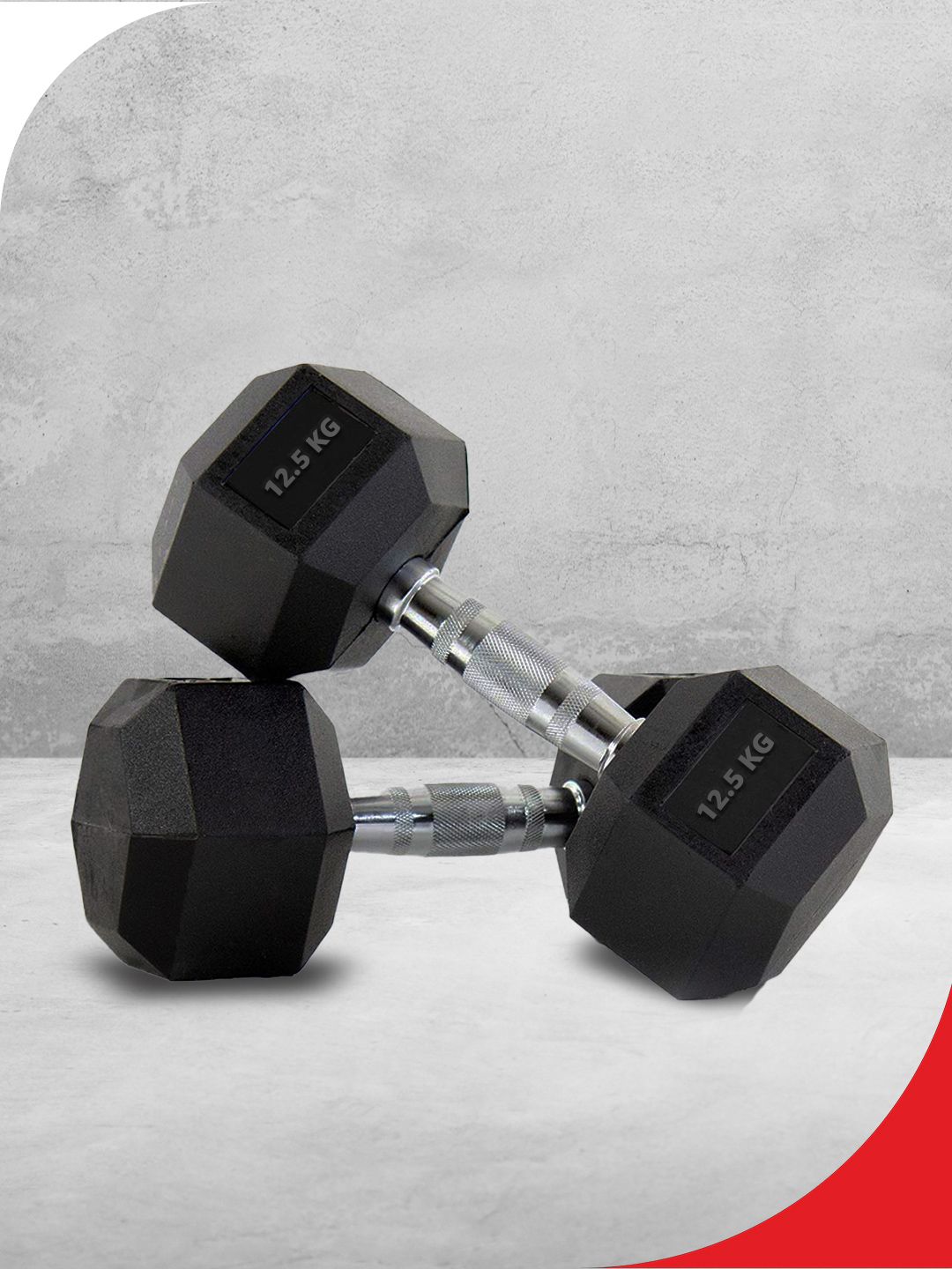 PowerMax Fitness PowerMax Fitness Set Of 2 Hexagon Fixed Weight Dumbbell - 12.5 kg Each