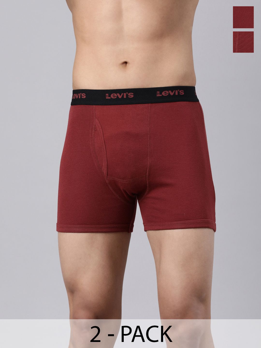 Levis Levi's Men Pack of 2 Pure Cotton Ultrasoft Waistband Long Length Trunk