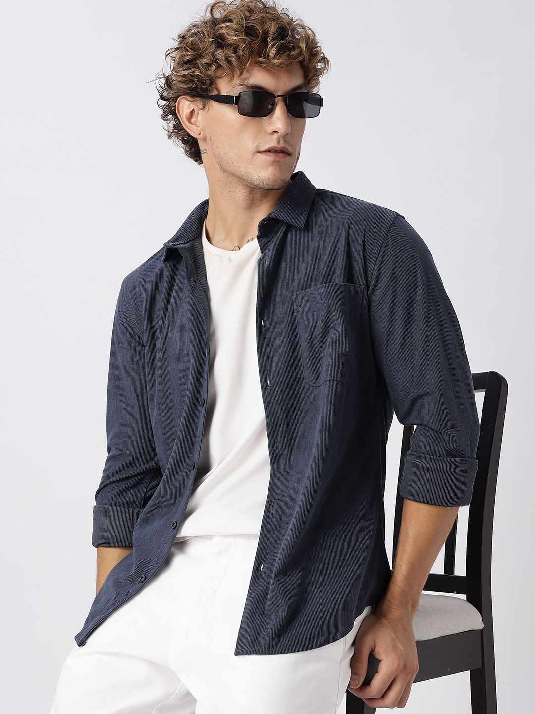 HERE&NOW Slim Fit Vertical Striped Opaque Casual Shirt