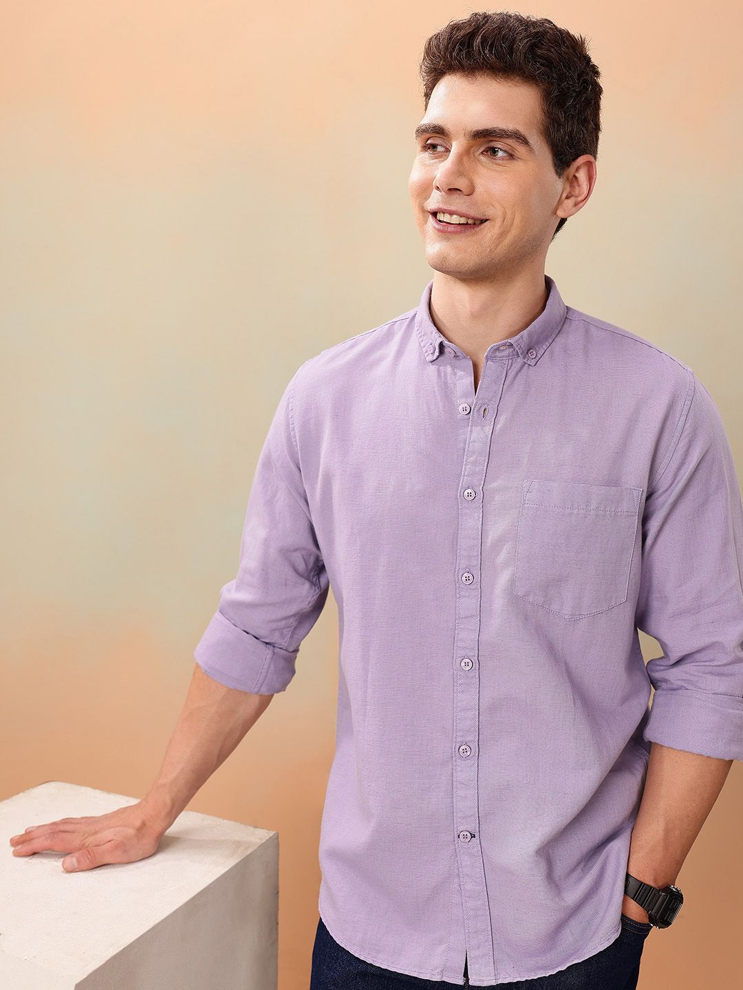 Mast & Harbour Men Standard Linen Cotton Casual Shirt