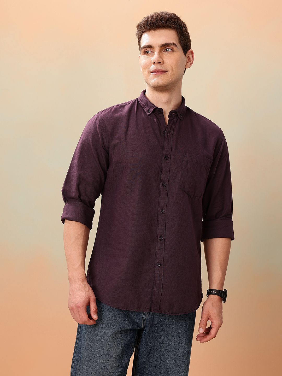 Mast & Harbour Men Standard Linen Cotton Casual Shirt