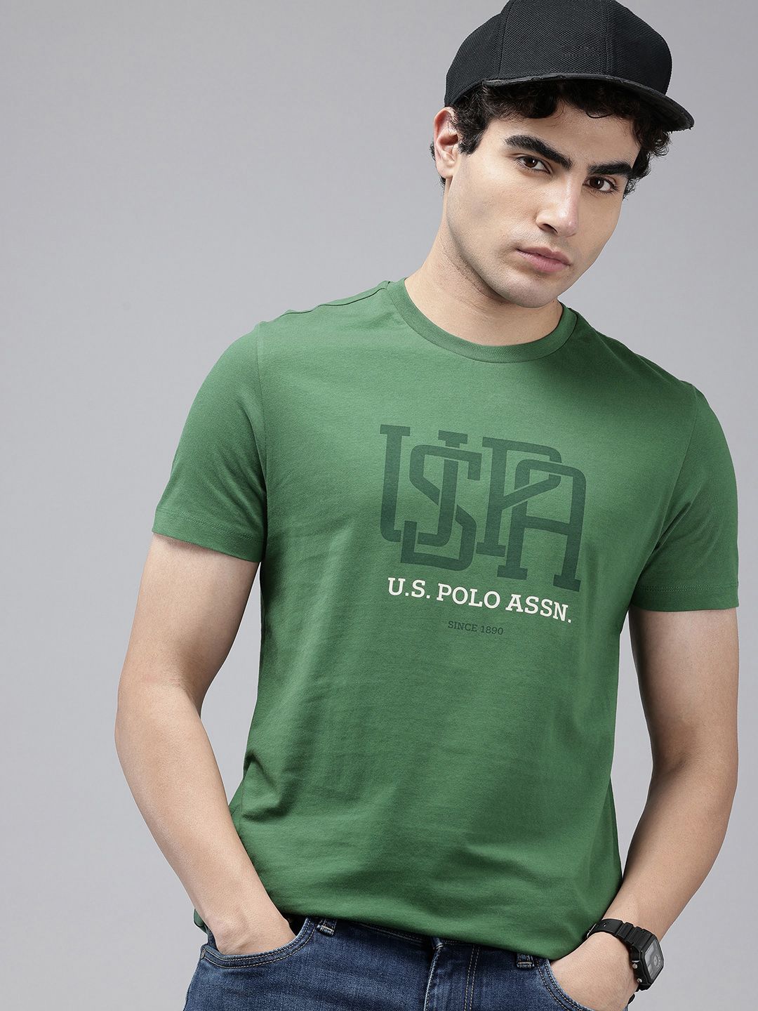 U.S. Polo Assn. Pure Cotton Brand Logo Printed Slim Fit T-shirt