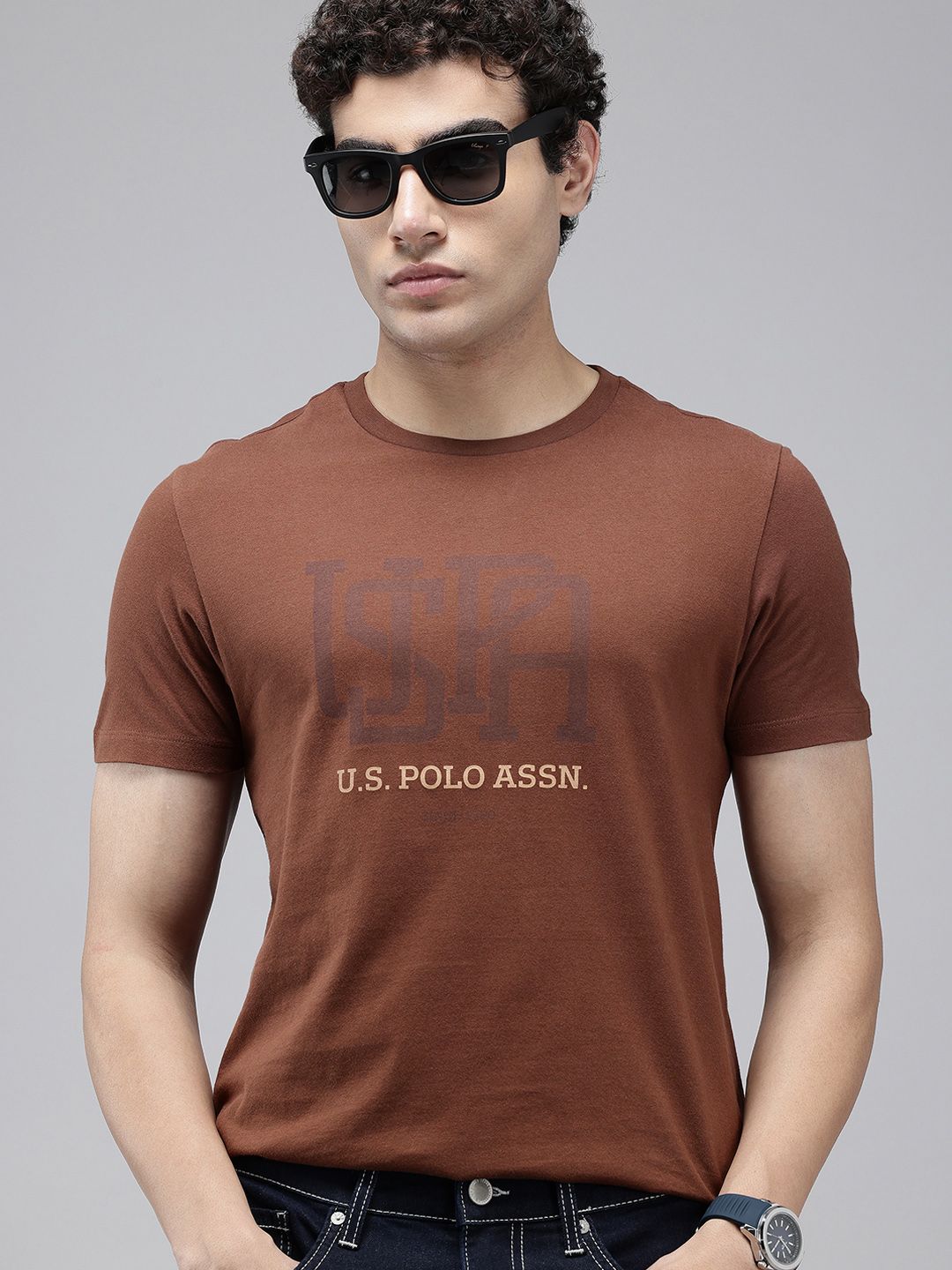 U.S. Polo Assn. Brand Logo Printed Pure Cotton Slim Fit T-shirt