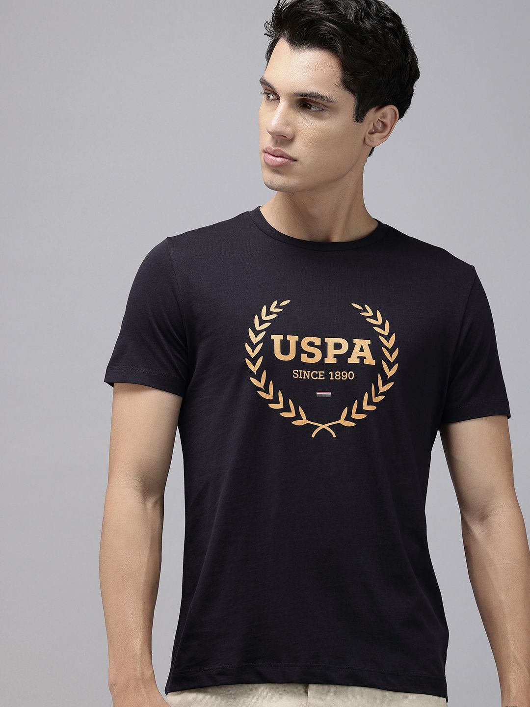 U.S. Polo Assn. Brand Logo Printed Pure Cotton Slim Fit T-shirt
