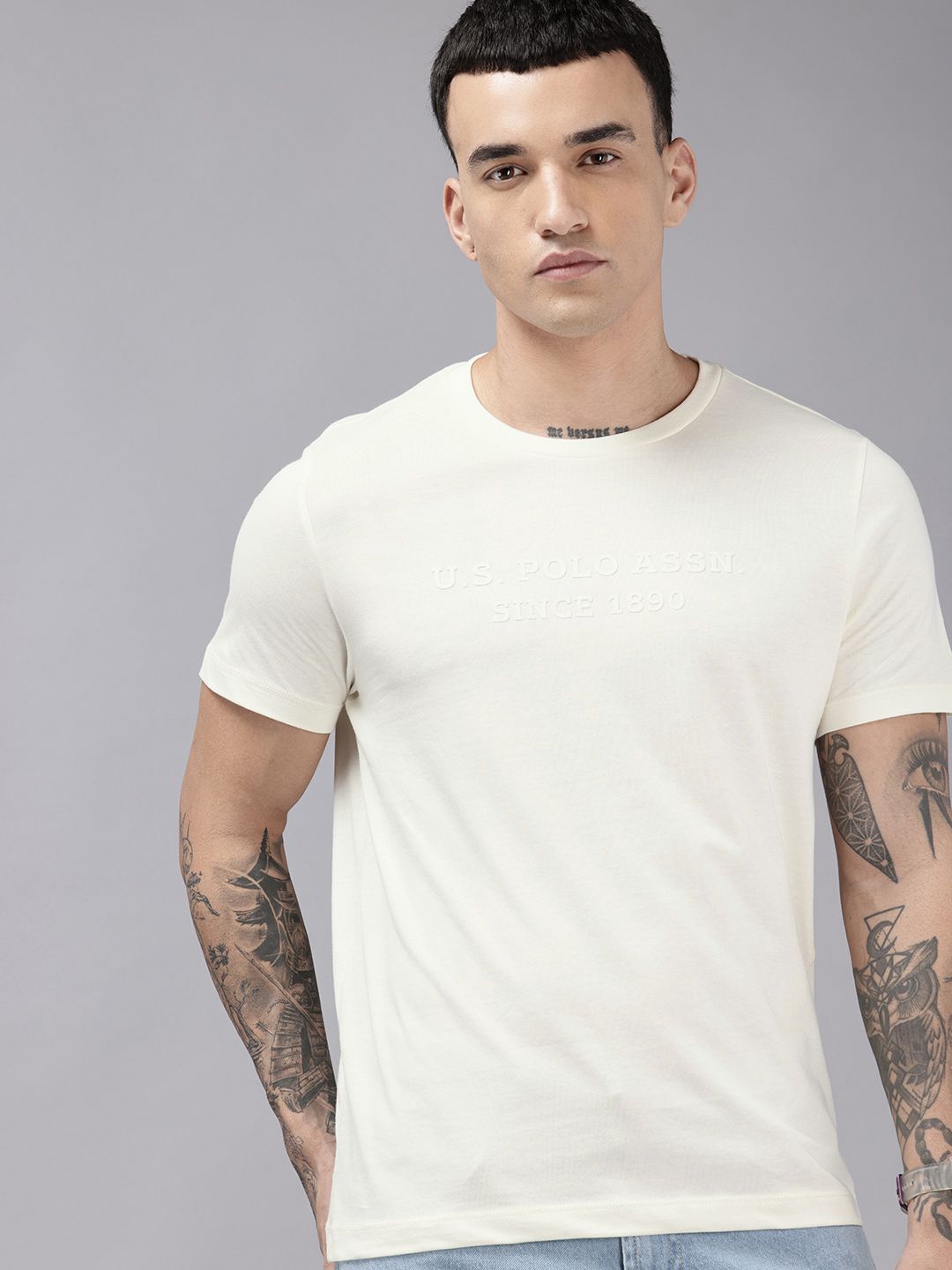 U.S. Polo Assn. Pure Cotton Brand Logo Puff Printed Slim Fit T-shirt