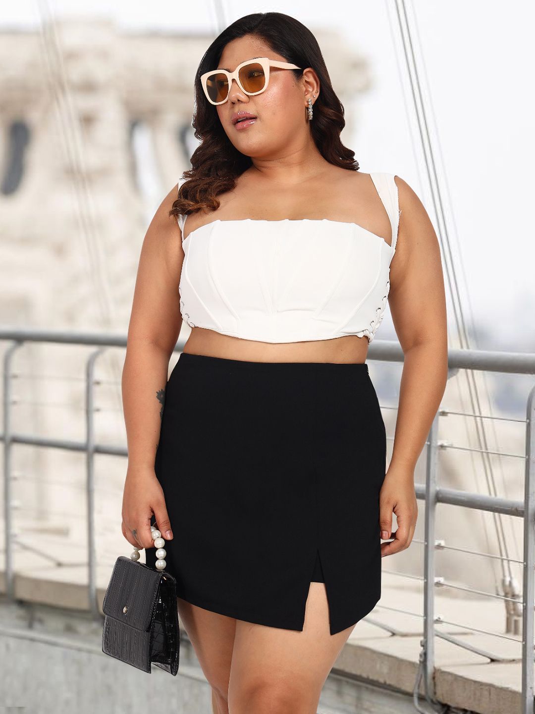 wild U wild U Plus Size Side Slit Mini Skort