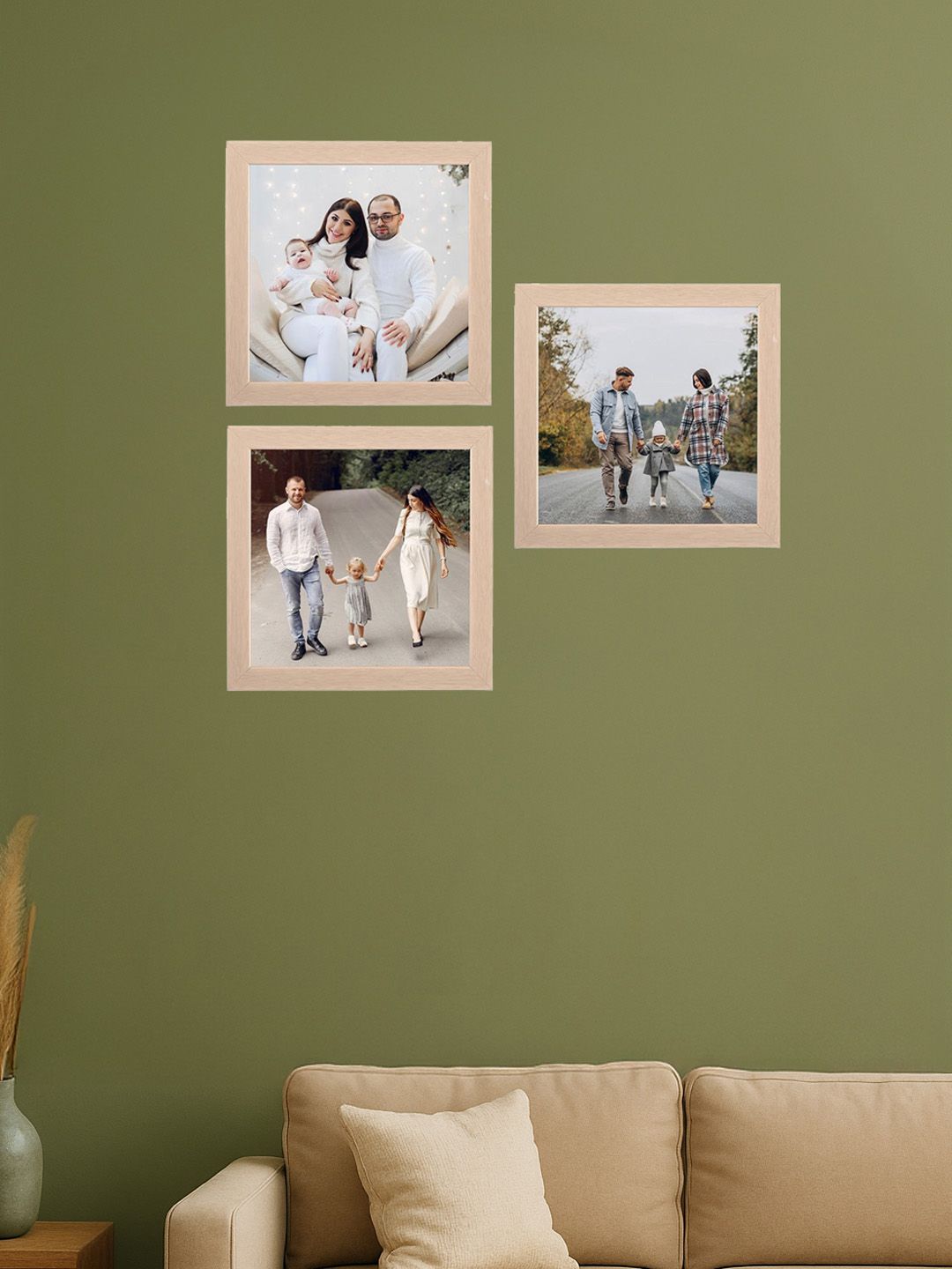Kuber Industries Kuber Industries Cream-Coloured 3 Pieces Wooden Wall Photo Frames