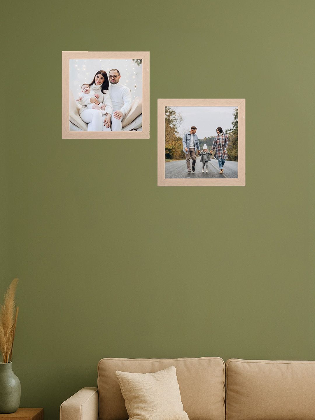 Kuber Industries Kuber Industries Cream-Coloured 2 Pieces Wooden Wall Photo Frames