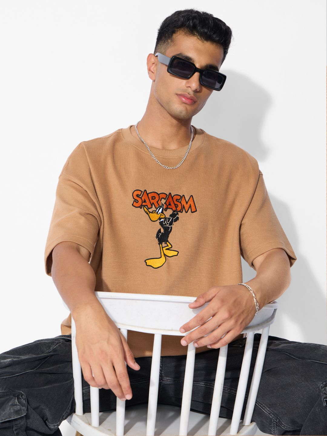 The Souled Store Men Oversized Looney Tunes Beige Tshirts