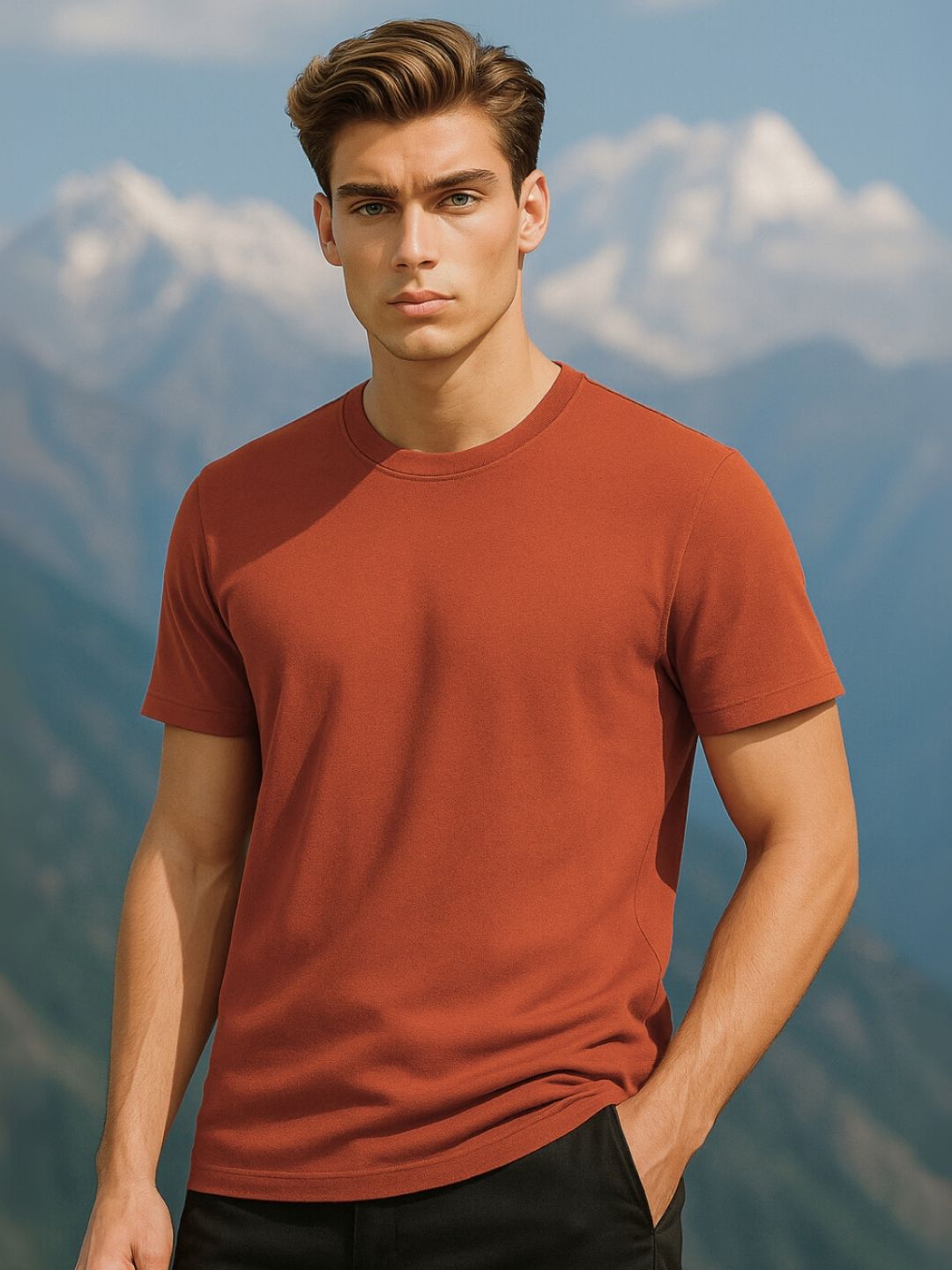 NOBERO Men Solid Pure Cotton T-shirt