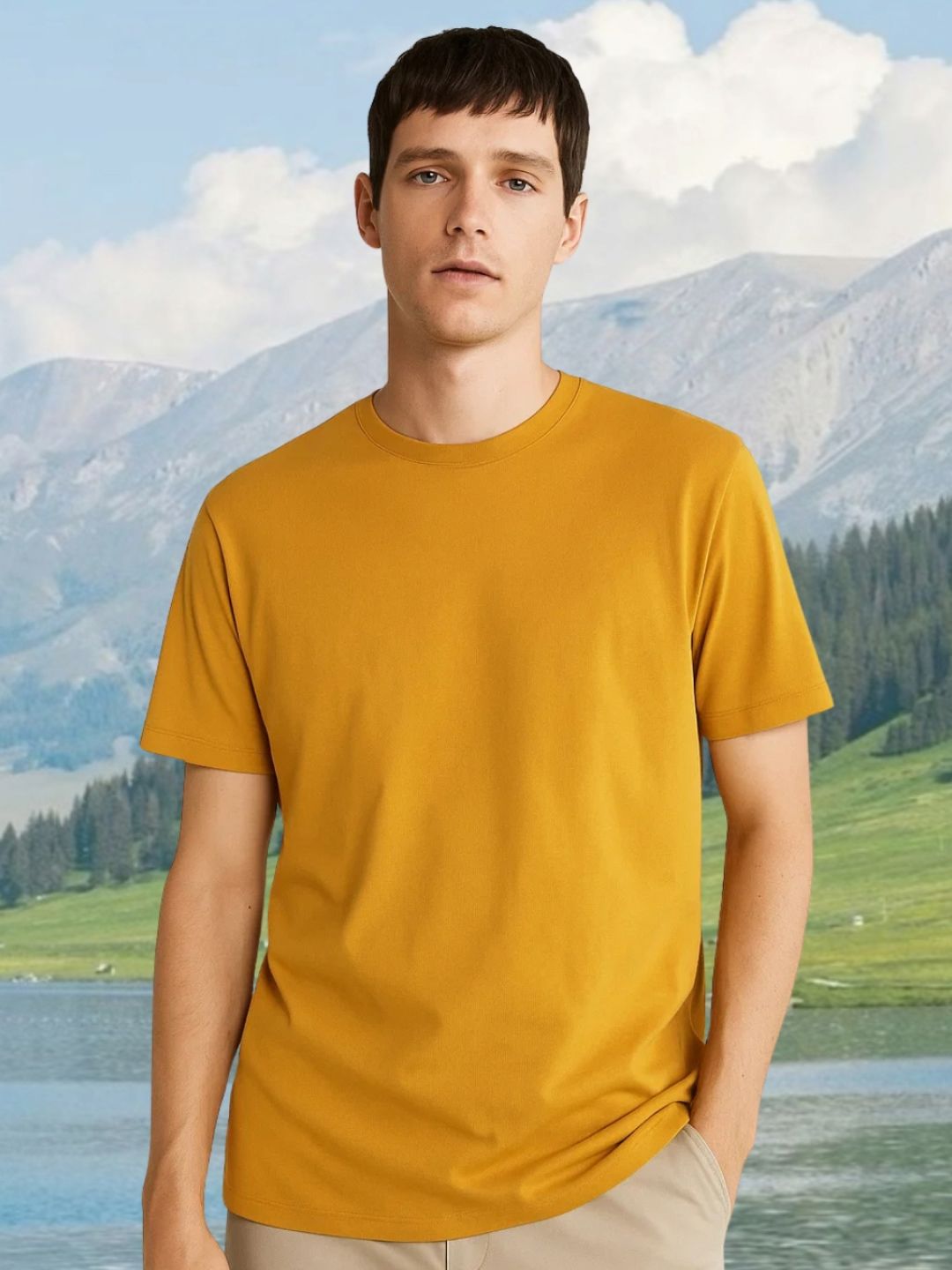NOBERO Men Solid Regular Fit Cotton T-shirt