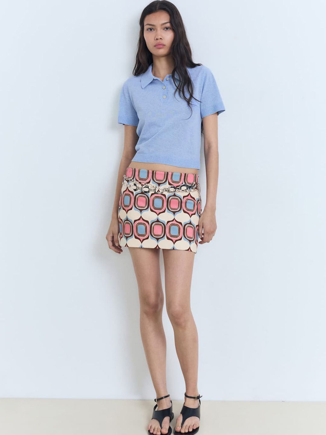 Polo Collar Crop T-shirt