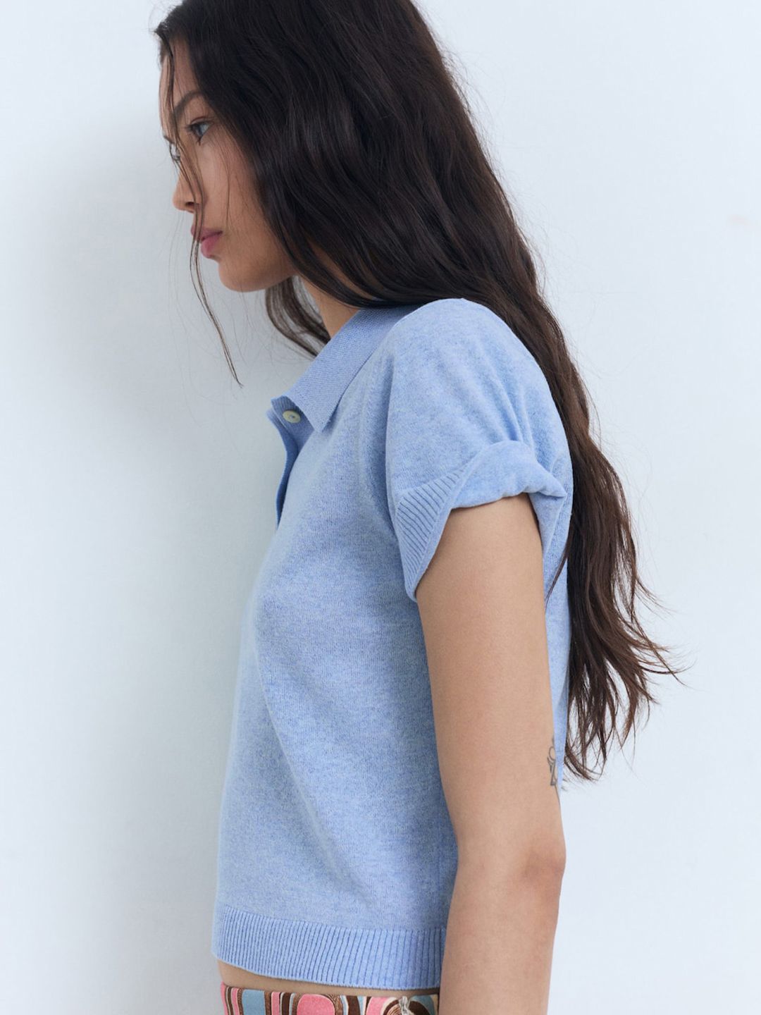 Polo Collar Crop T-shirt