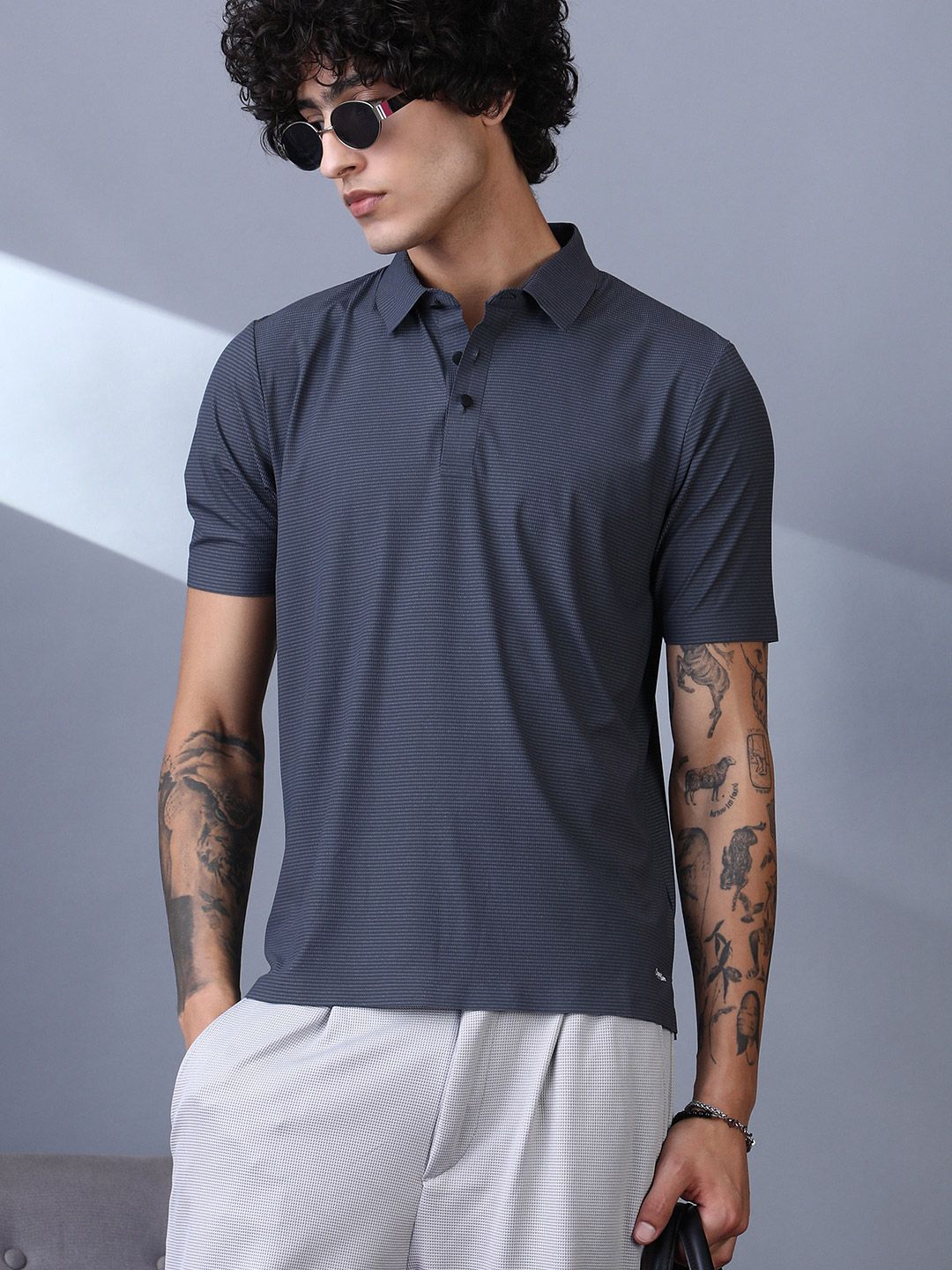 CAHOOT Striped Polo Collar T-shirt