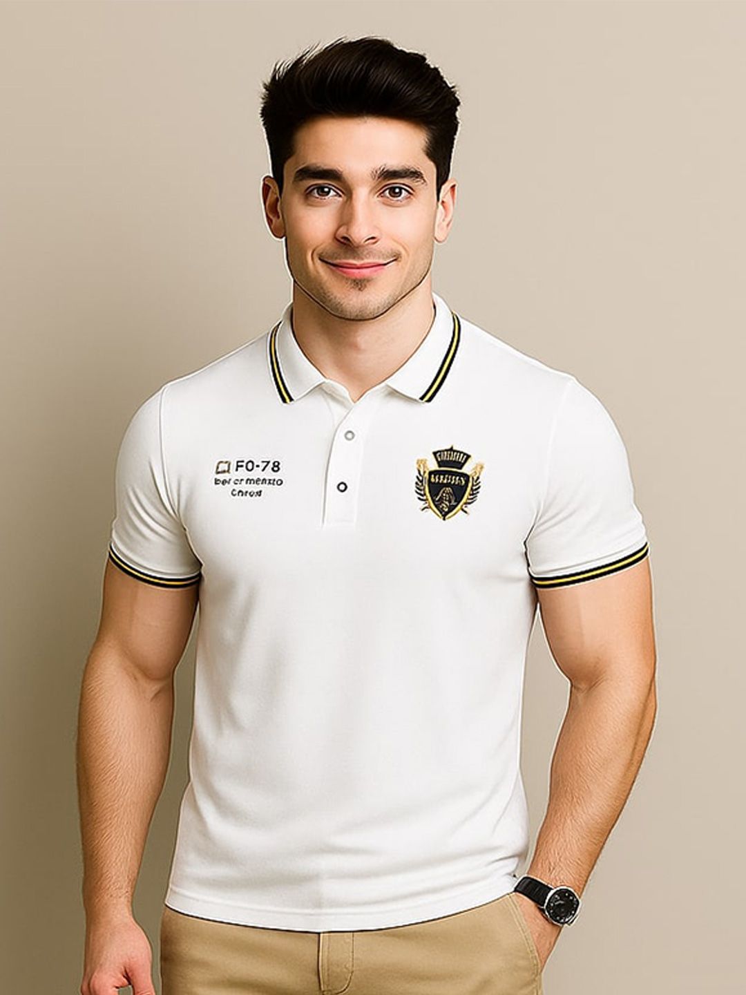 R.Code by The Roadster Life Co. Polo Collar Cotton T-shirt