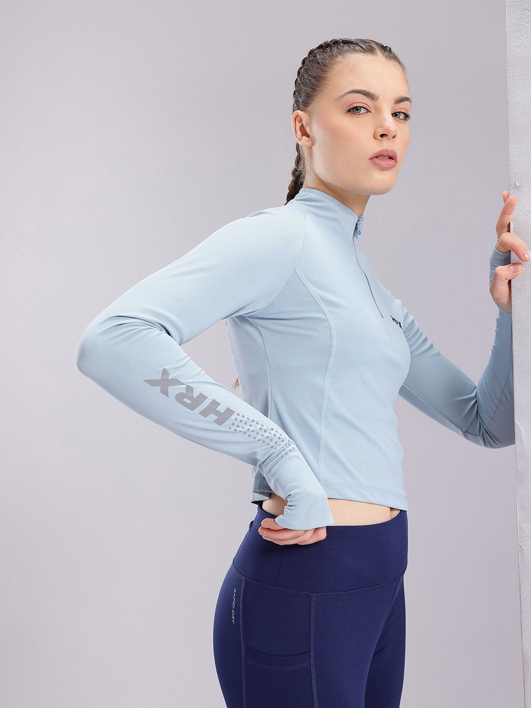 トップス hrk Buy HRX by Hrithik Roshan Solid Long Sleeve Crop T-shirt - Tshirts