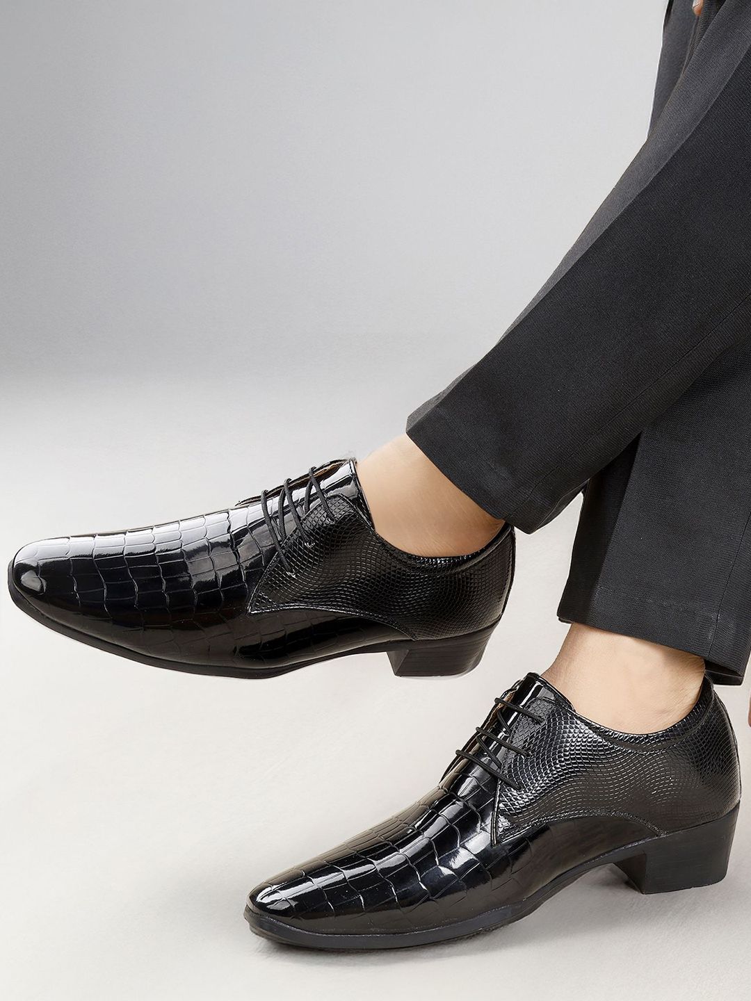Bxxy Men 2 Inch Heel Height Increasing Formal Derby Lace-up Party Shoes