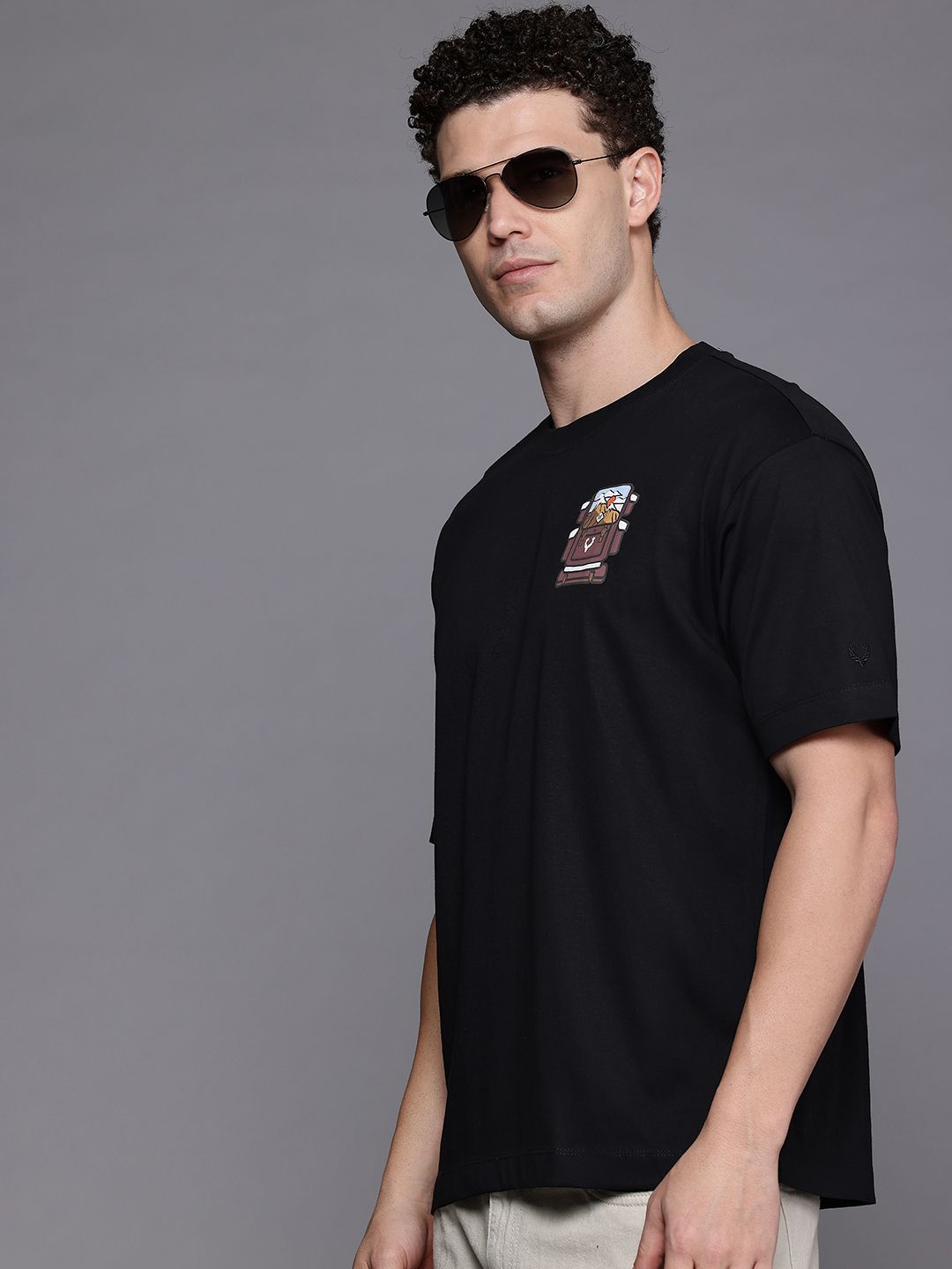Cotton Relaxed T-shirt Allen Solly Drop-Shoulder Sleeves Pure Cotton Relaxed T-shirt