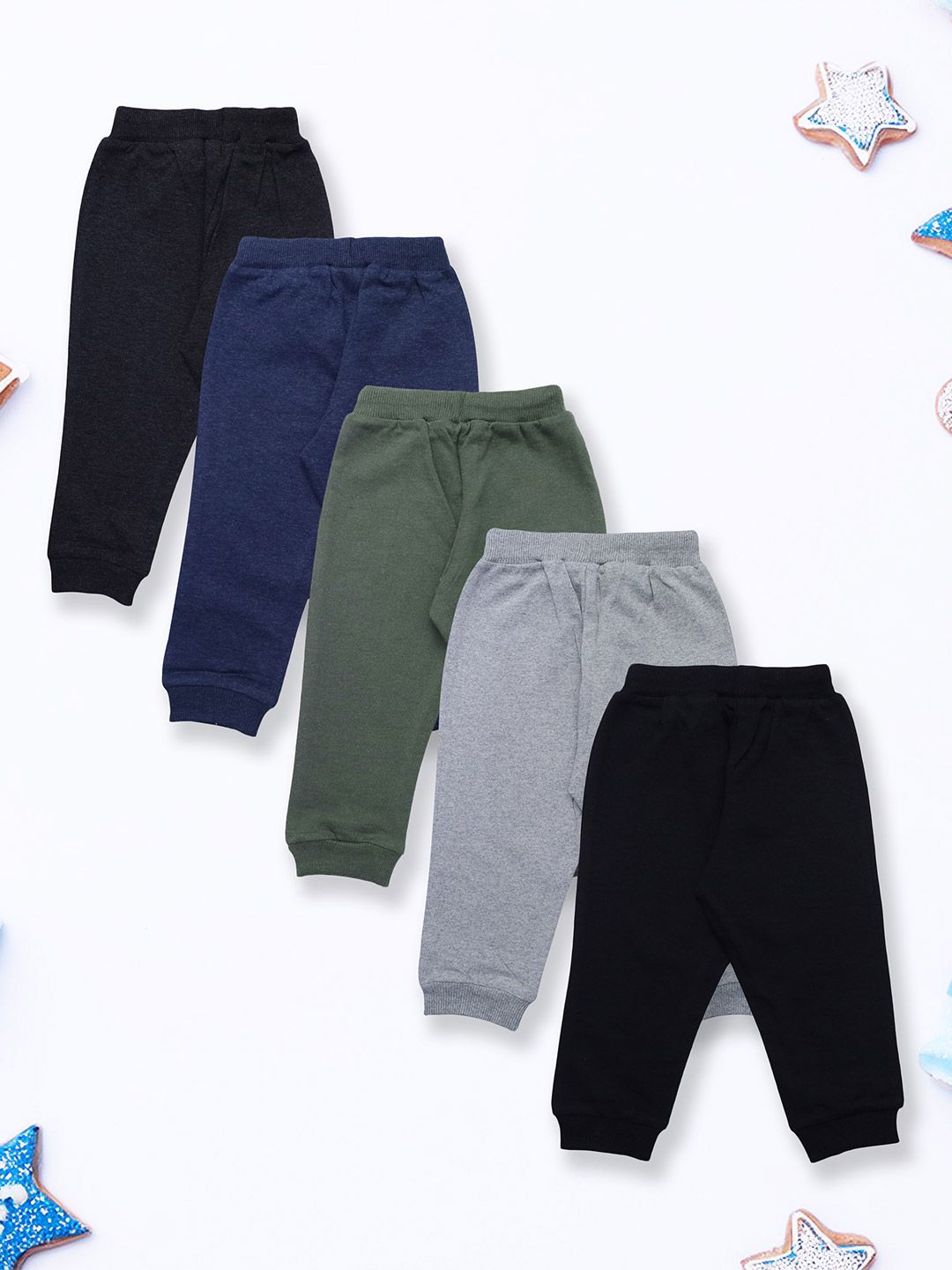 YUV Infants Pack Of 5 Mid-Rise Joggers