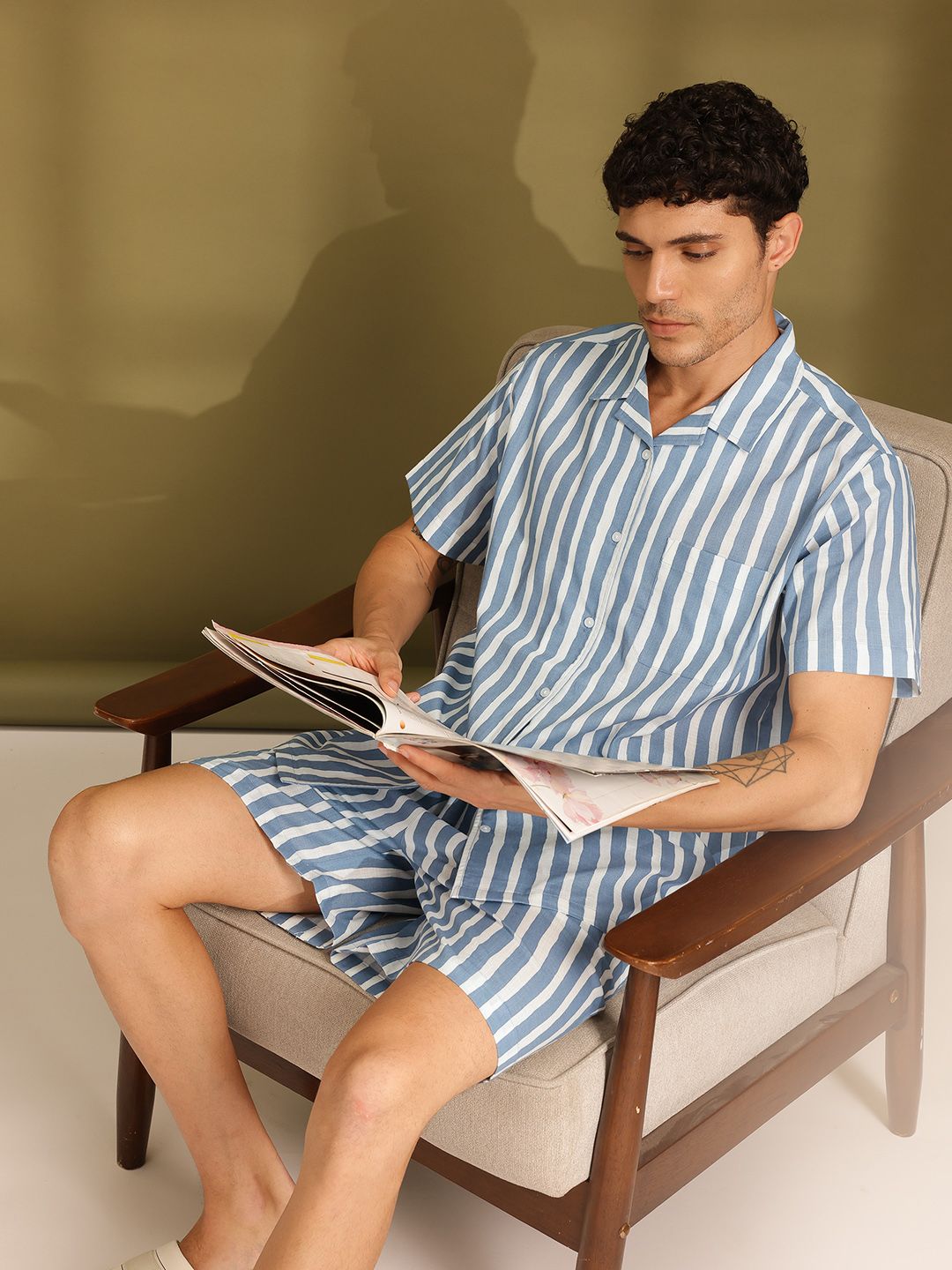 ETC Men Striped Pure Cotton Night Suit