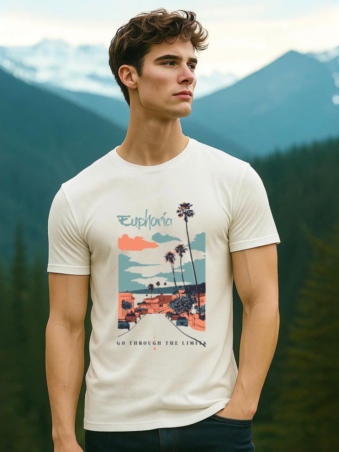 NOBERO Men Cotton Graphic Printed T-shirt
