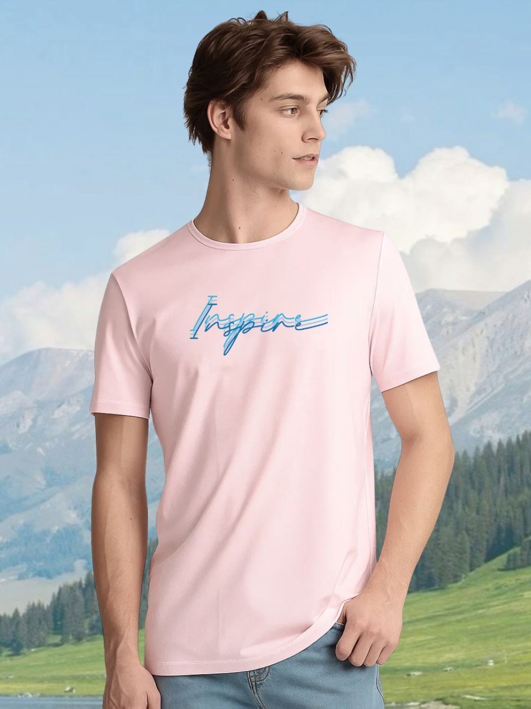 NOBERO Typography Printed Round Neck Pure Cotton T-Shirt