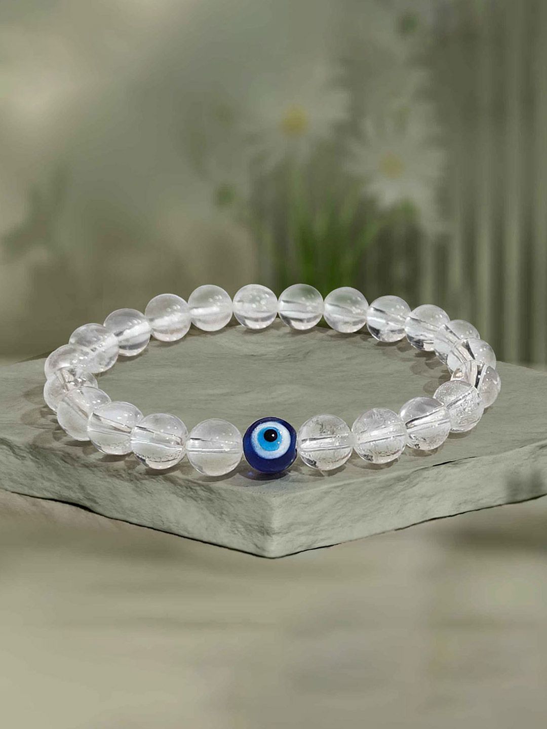 SOLAVA Clear Quartz Evil Eye Bracelet