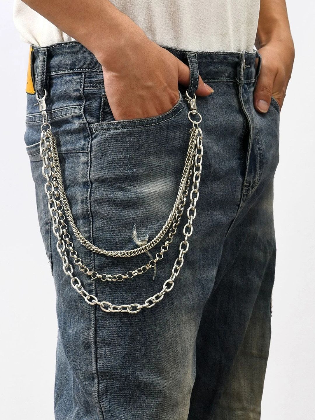 Its 4 You Unisex Silver-Jean Anchor & Rolo Pant Chain