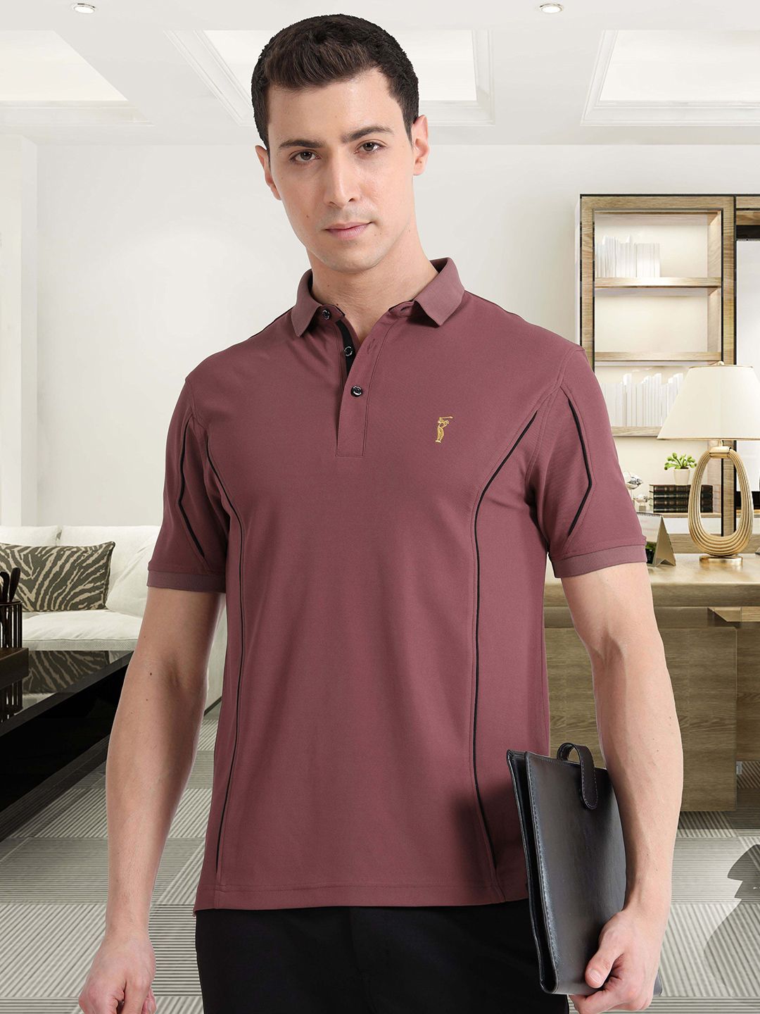 STELLERS Men Regular Fit Polo Collar T-shirt