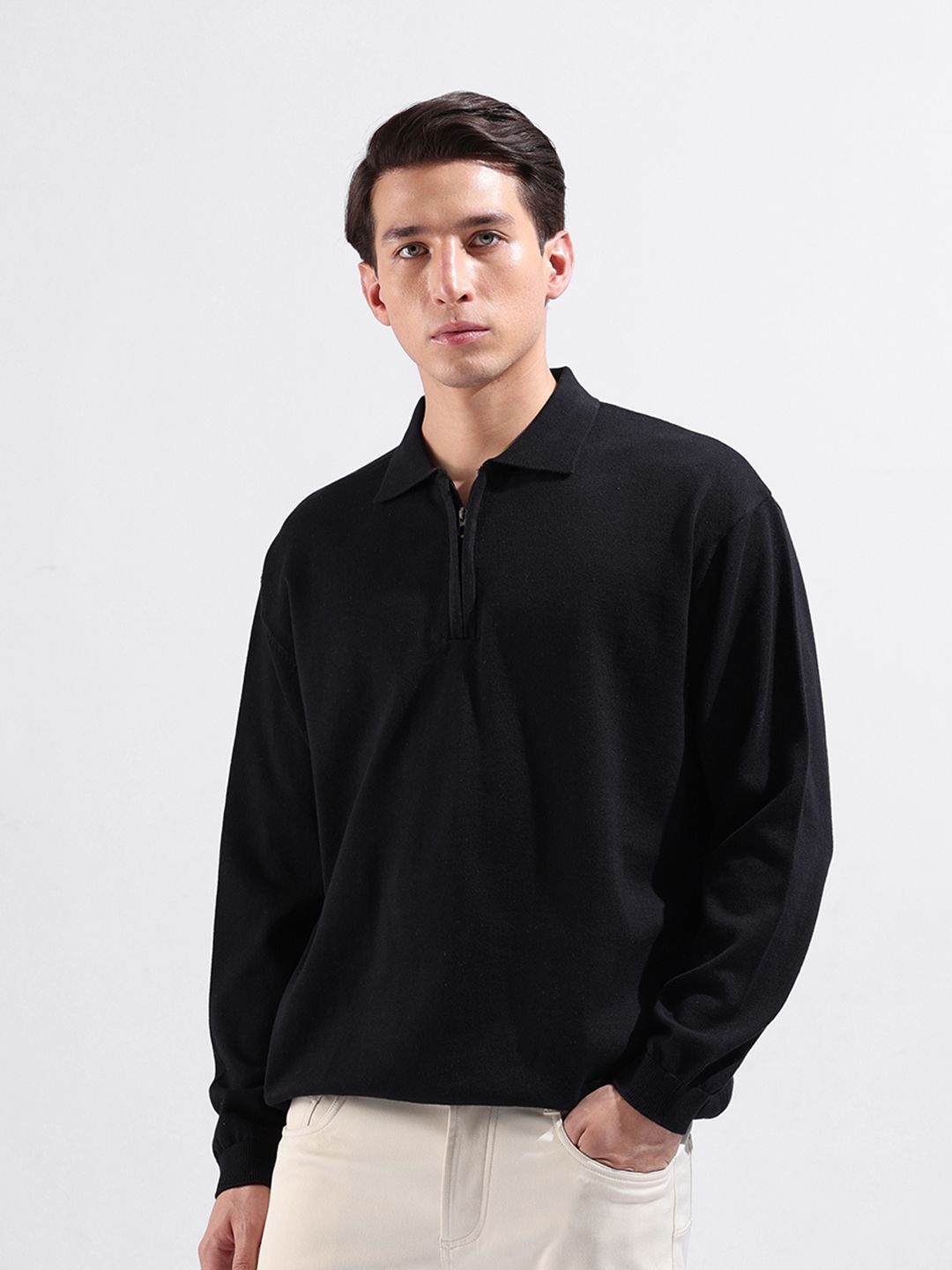 Buy The Indian Garage Co Men Flat Knit Oversized Textured Polo T