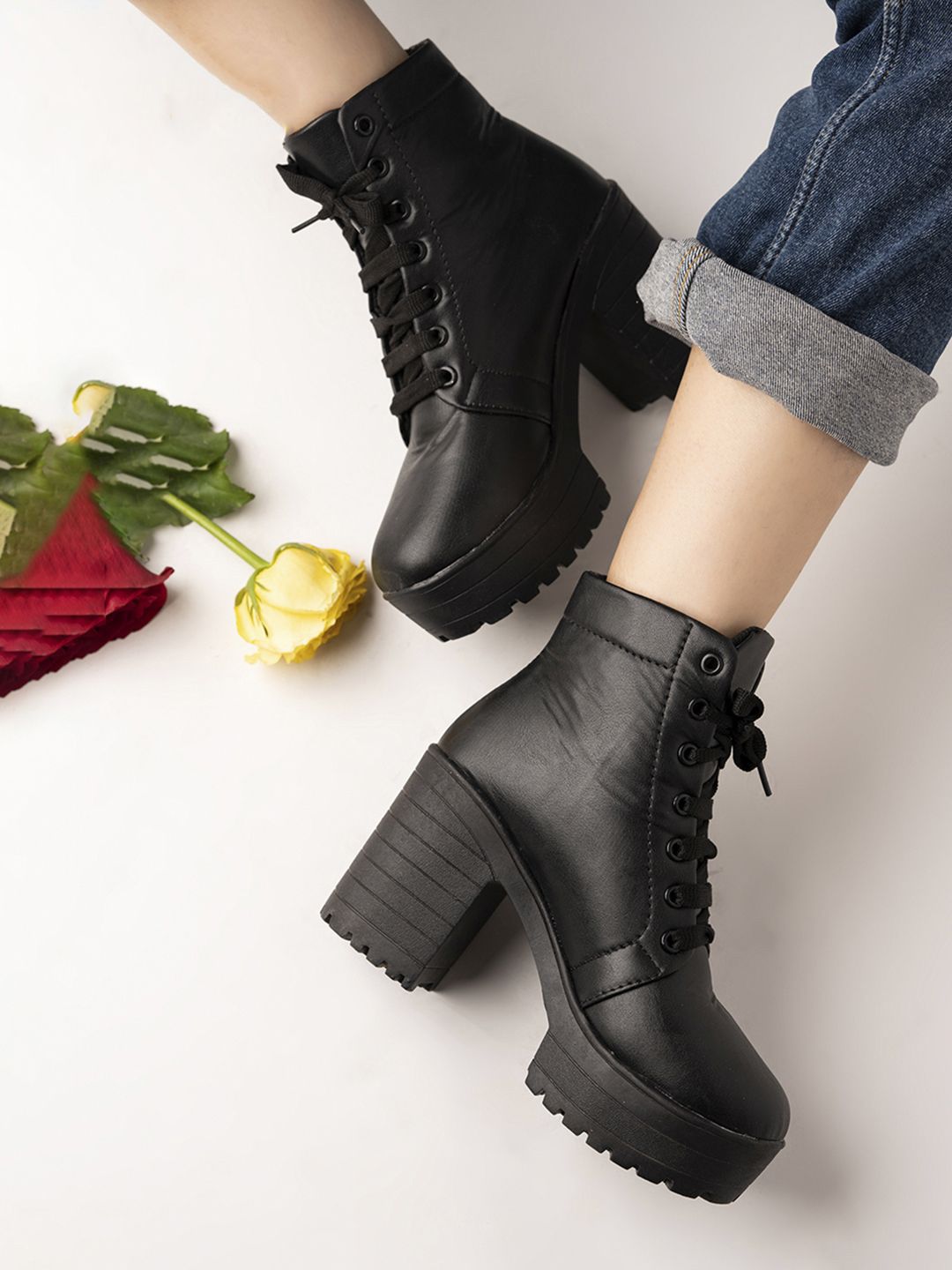 Stylestry Women Casual Block-Heeled Chunky Boots