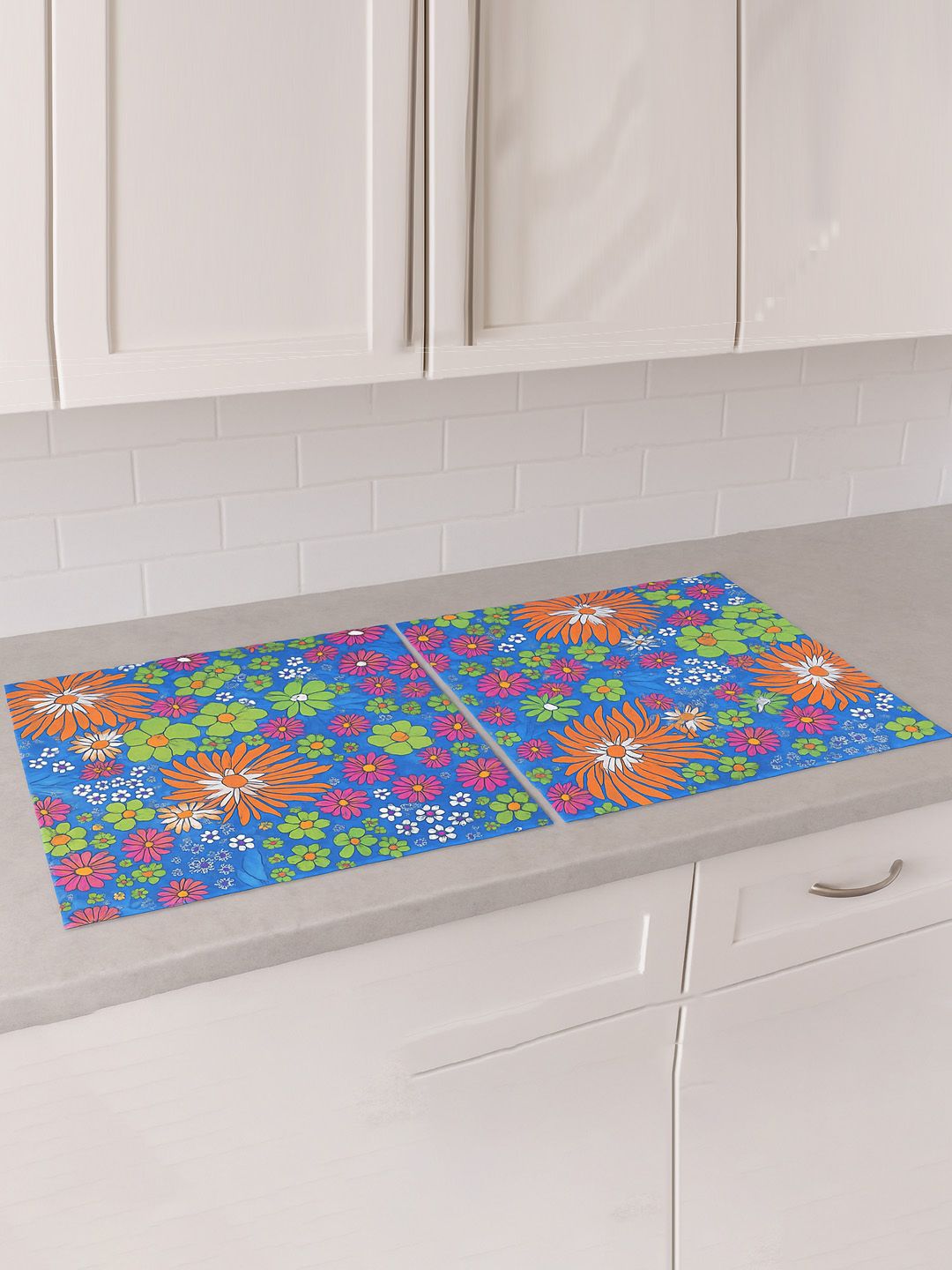 Kuber Industries 2 Pieces Blue & Orange Colored 5 Meter Shelf Liner Organisers