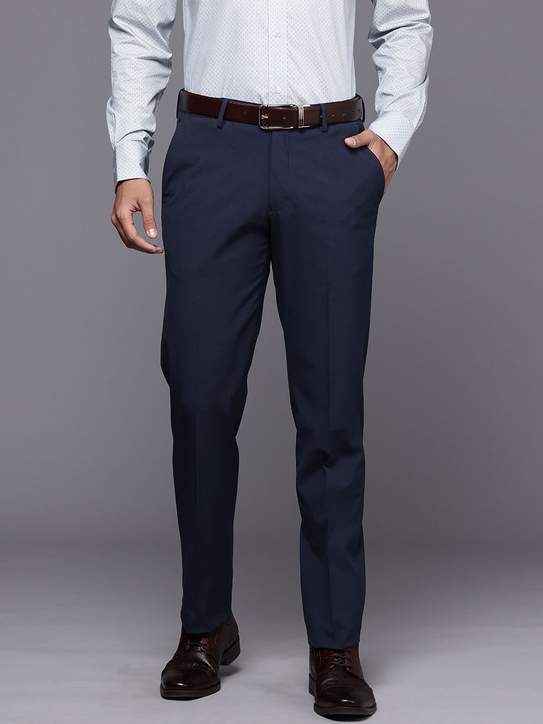 Louis Philippe Louis Philippe Men Slim Fit Everyday Smart Wear Comfort Stretch Formal Trouser