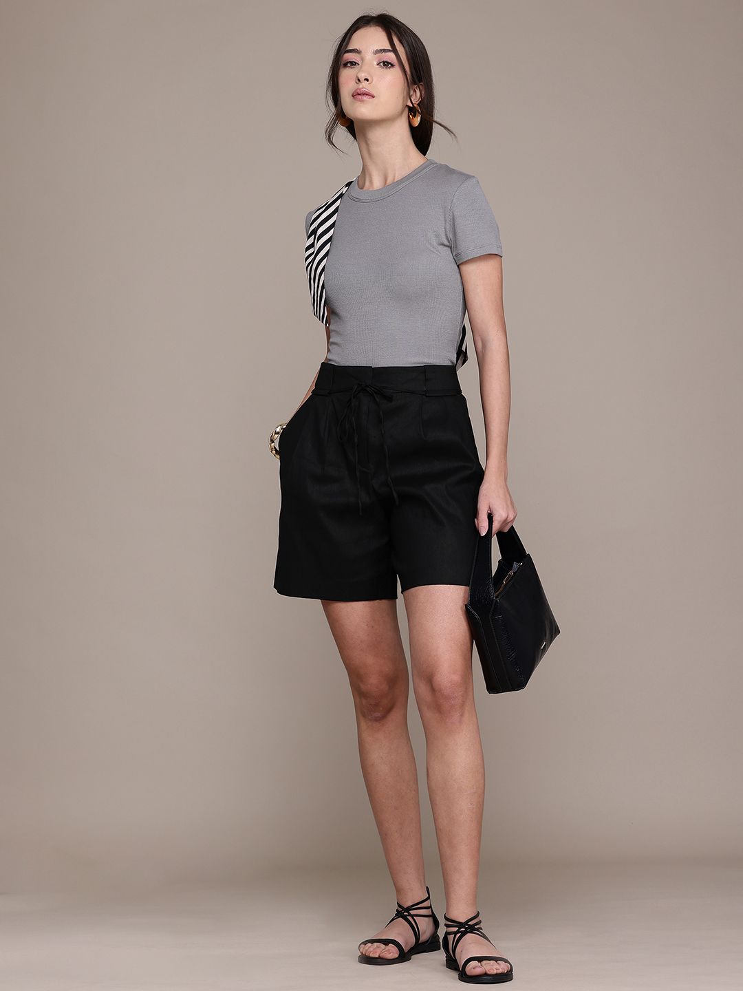 High-Rise Belted Shorts
