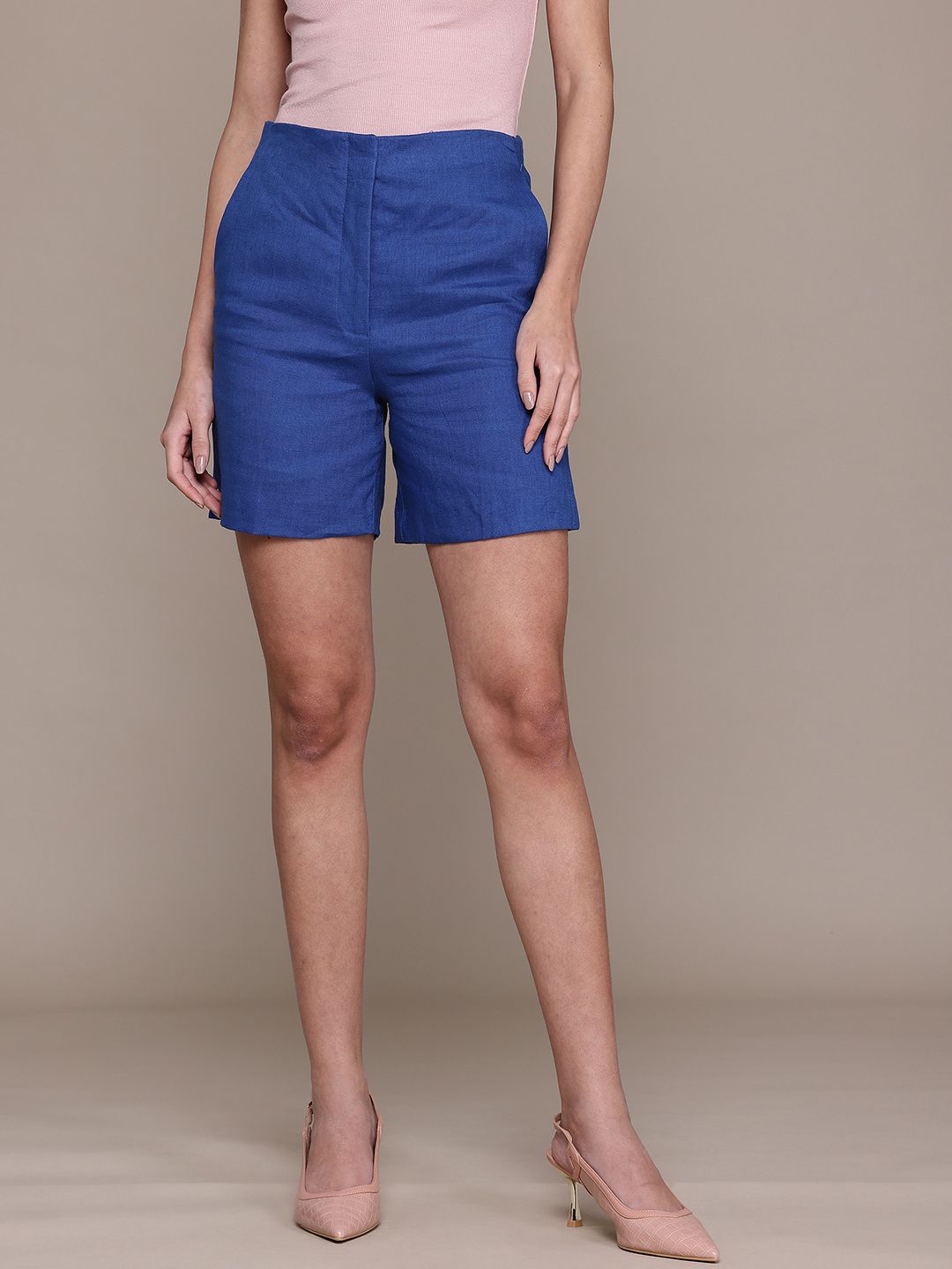 High-Rise Linen Shorts