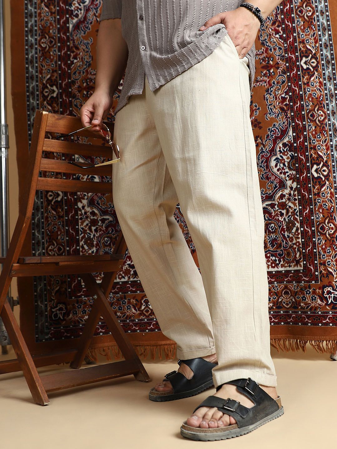 Instafab Plus Men Comfort Relaxed Fit Regular Trousers