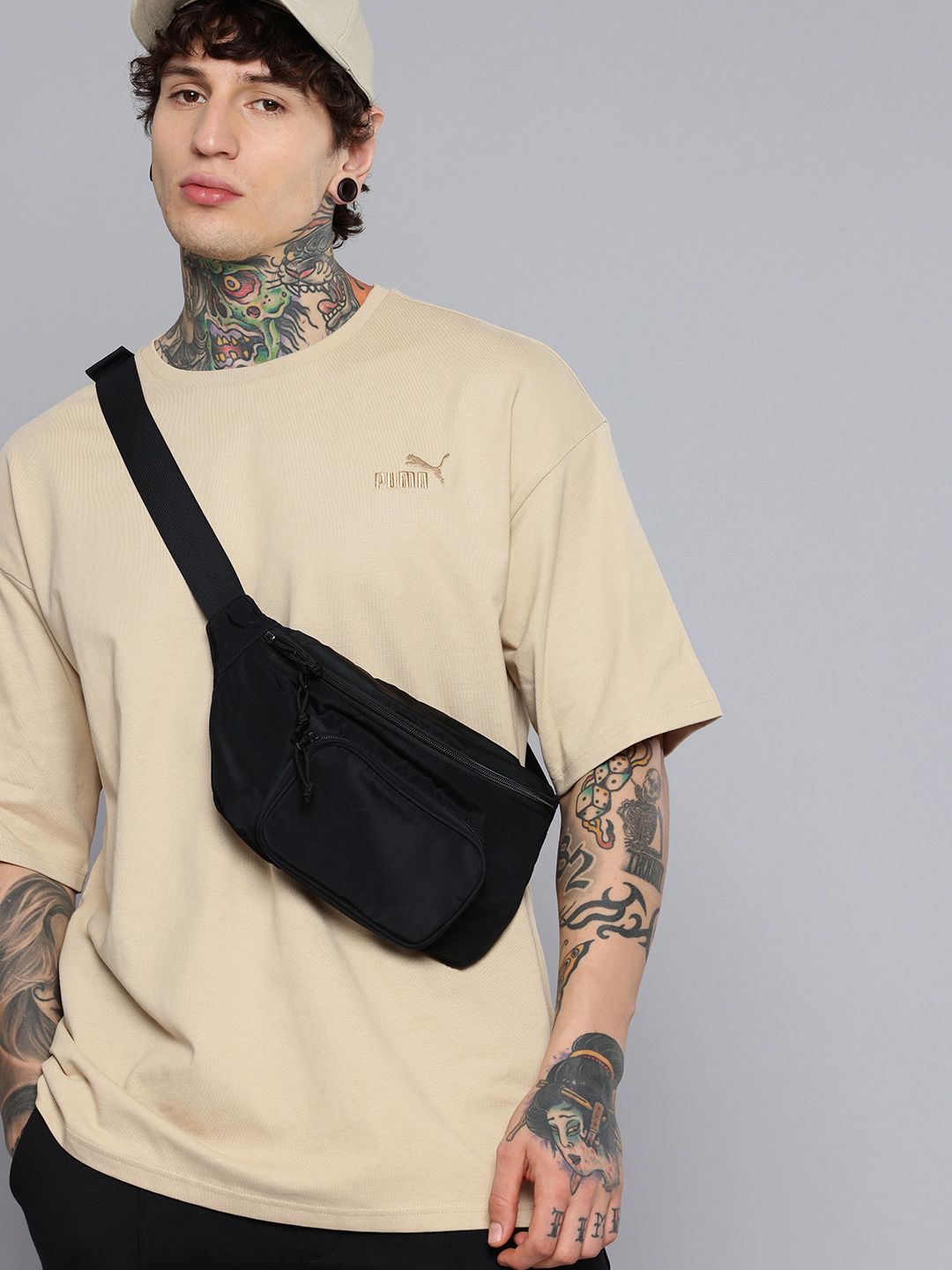 Puma PUMA ESS ELEVATED Boxy Fit Brand Logo Embroidered Pure Cotton T-shirt