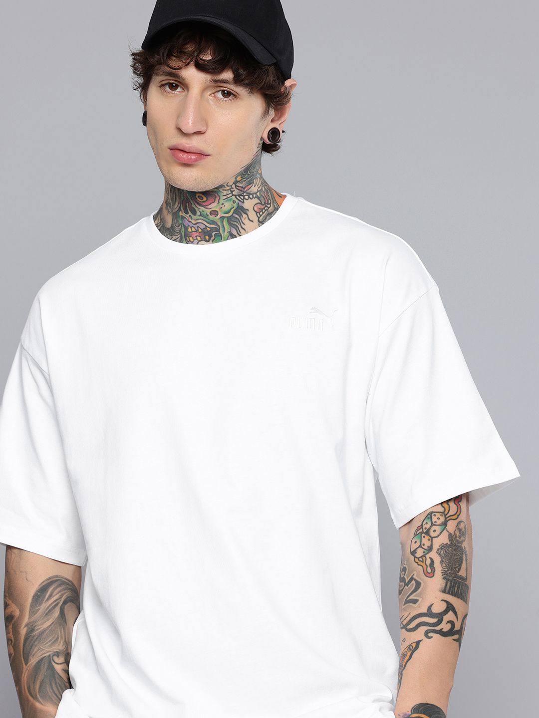 Puma Puma Boxy Fit Brand Logo Embroidered Pure Cotton T-shirt